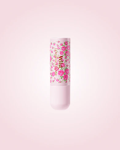 Caption: a tube of lip balm on a pink background