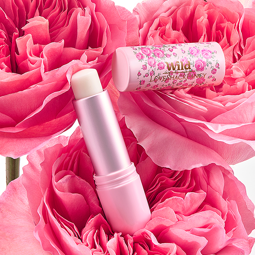 love shack rose heart lip balm on roses